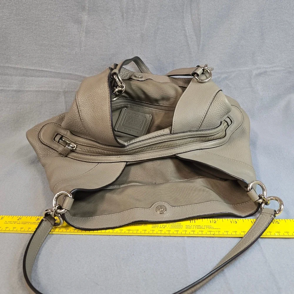Coach Lexy Shoulder Bag Taupe Pebbled Leather Hobo Tote F57545 Silver Hardware